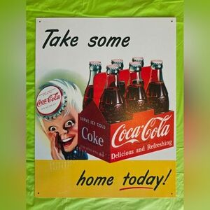 Coca-Cola 12.5x16 Vintage Tin Sign, Wall Decor, Sprite Boy, Take Some Home Today